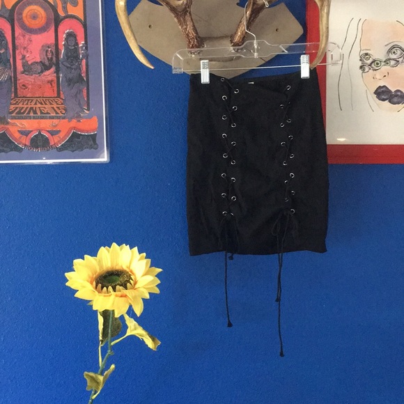 Dresses & Skirts - Lace Up Black Mini Skirt